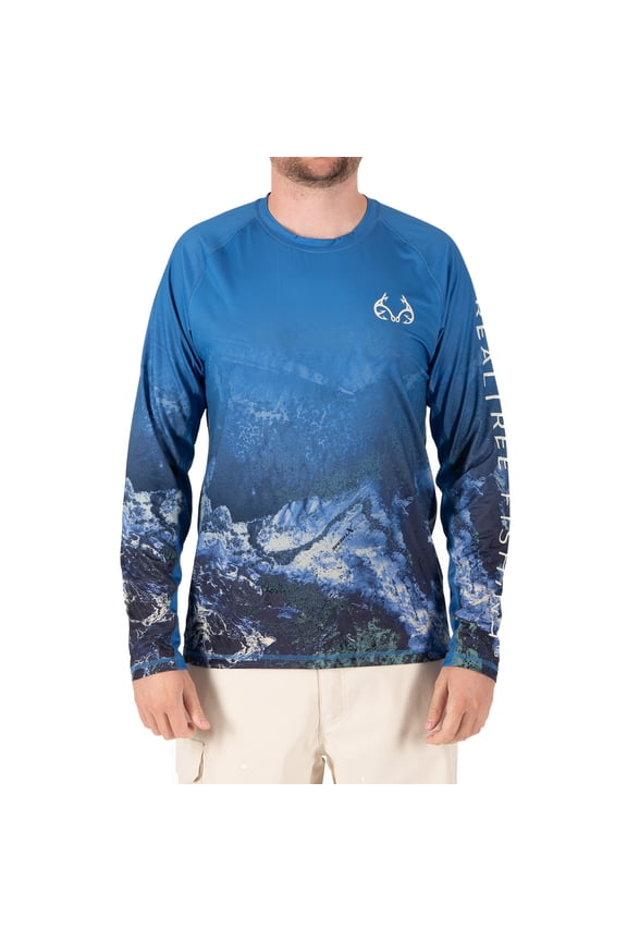 Men's Long Sleeve Performance Fishing Tee, Sapphire Blue, L