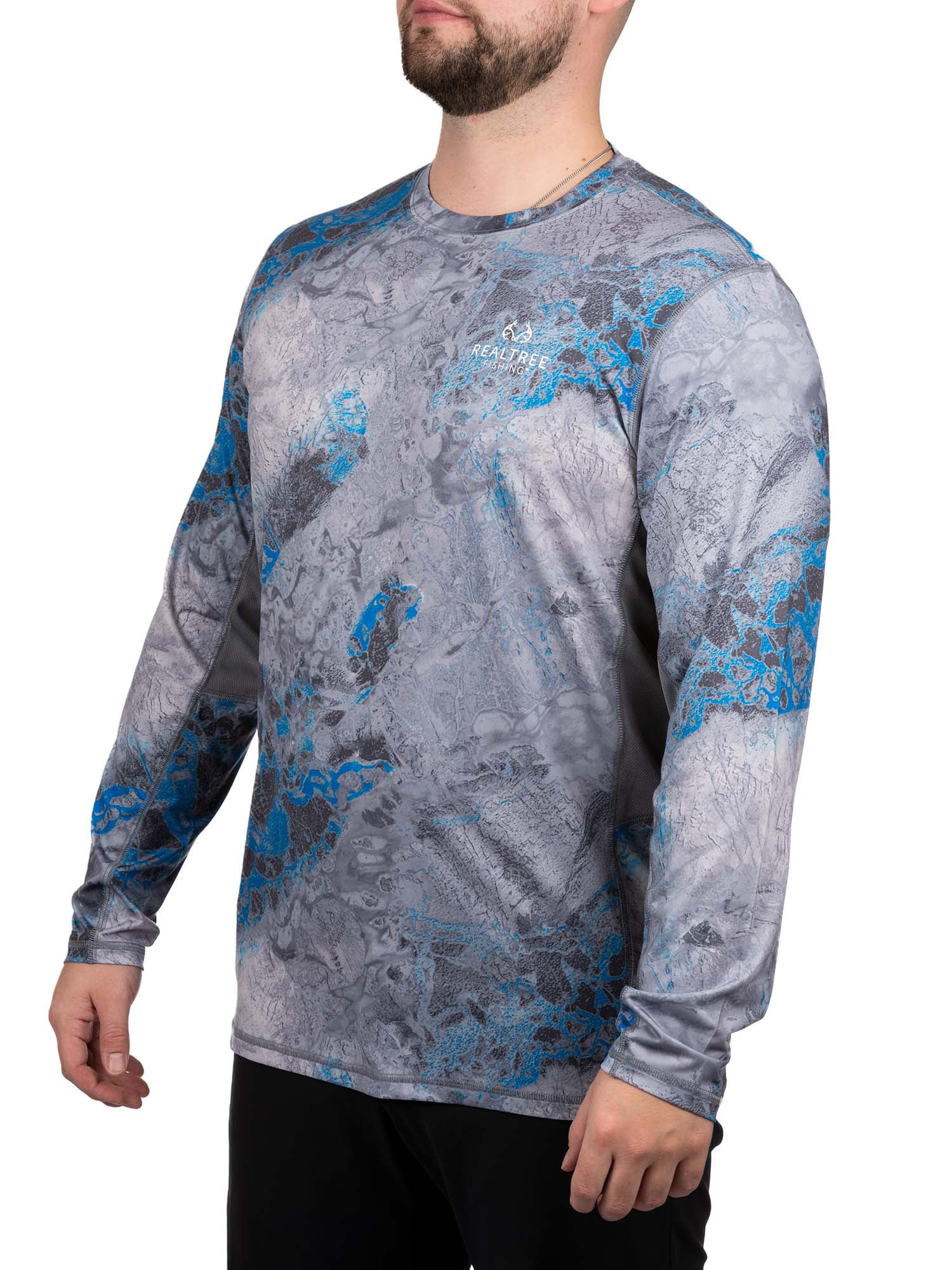 Chemise De Pêche Realtree Homme – Bleu, M, Manches Longues, Performance, UV, Anti-transpirant