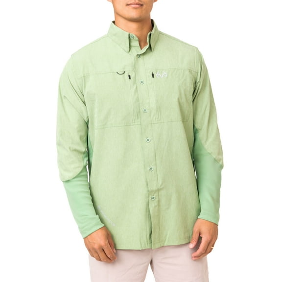 Realtree Men's Long Sleeve Performance Tech Vented UPF 50 Sun Protection Fishing Shirts, Size S-5XL