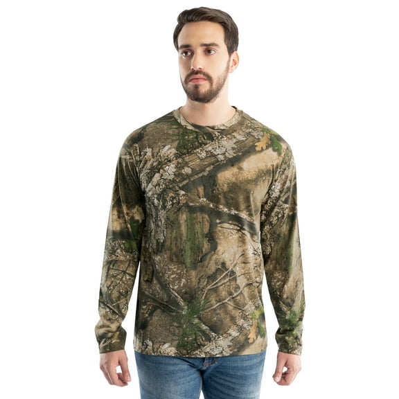 Realtree Men's Long Sleeve Scent Control Hunting Camouflage T-Shirt, size S-3XL