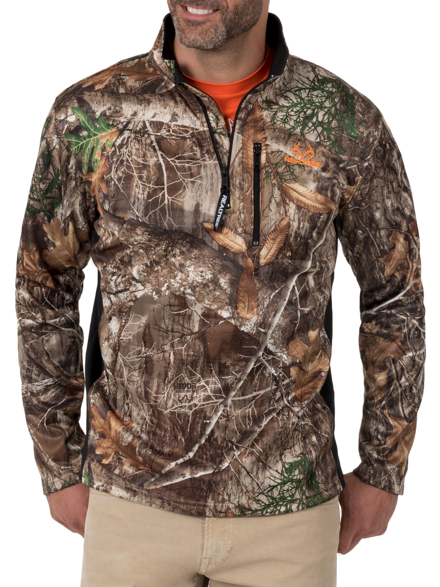 Realtree Men's Camo Hunting Performance Bonded Quarter Zip Jacket
