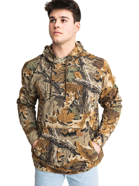 Men’s Hunting Hoodie Sweatshirt, Classic Camo, Poly Cotton, Soft Mid-weight, XL