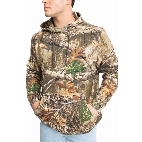 Realtree Men’s Hunting EDGE Camo Hoodie, Poly Cotton Sweatshirt, Soft Midweight, Size L