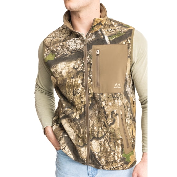Realtree Men's Hunting Fleece Vest – APX Camo | Lightweight, Warm, 3X