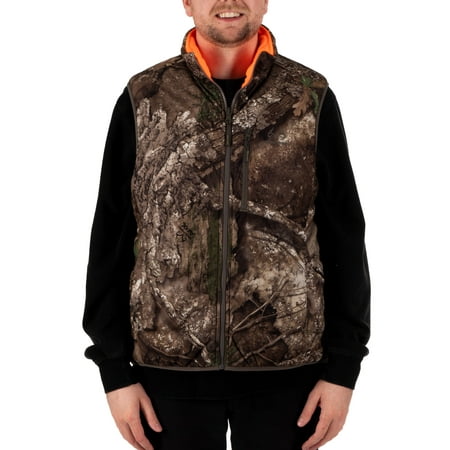 Realtree Men's Reversible Camo and Blaze Full-Zip Hunting Vest, Realtree APX, L
