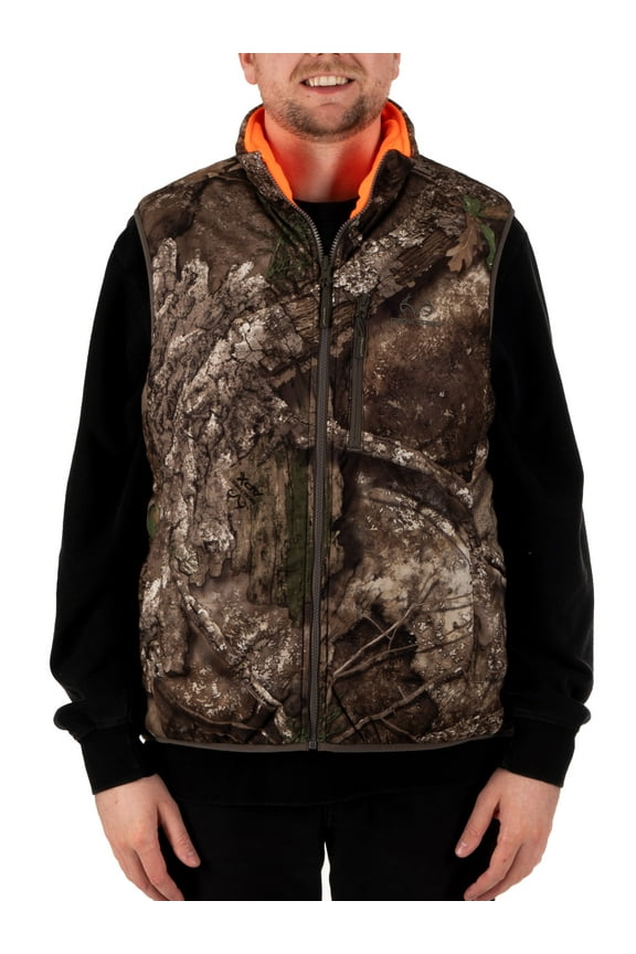 Men's Reversible Camo and Blaze Full-Zip Hunting Vest, Realtree APX, L