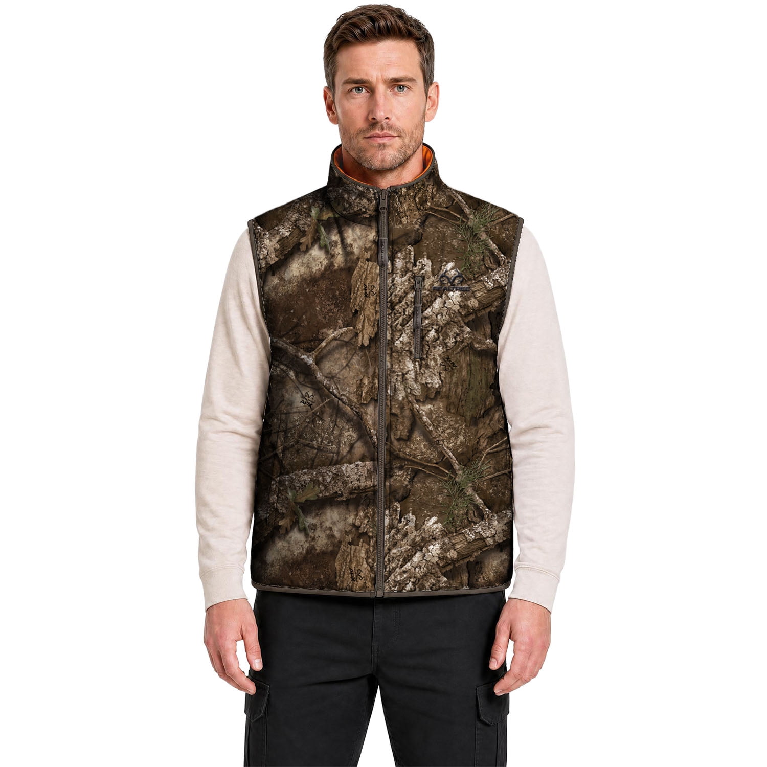 Realtree Men's Reversible Camo and Blaze Full-Zip Hunting Vest ...