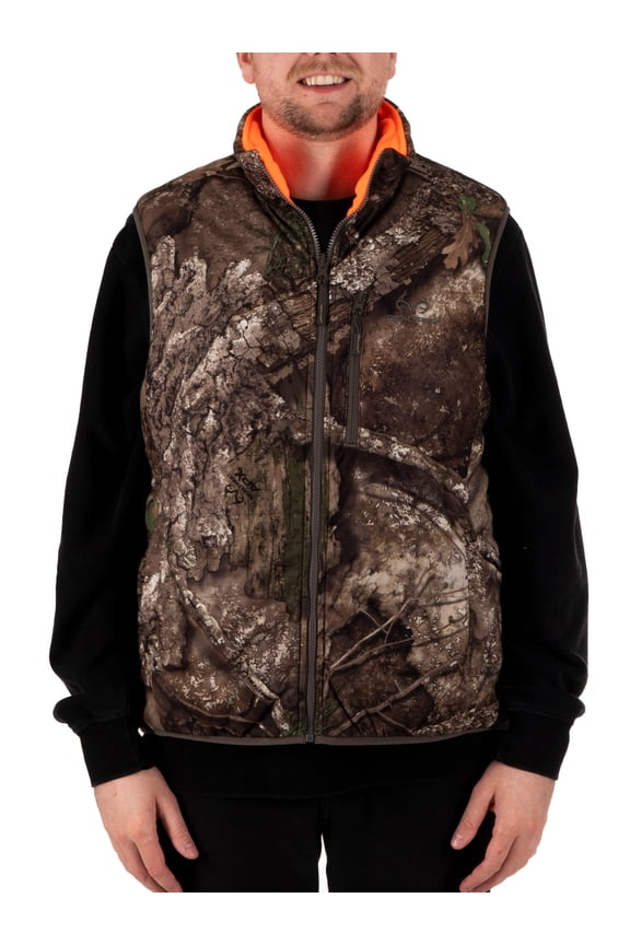 Men's Reversible Camo and Blaze Full-Zip Hunting Vest, Realtree APX, S