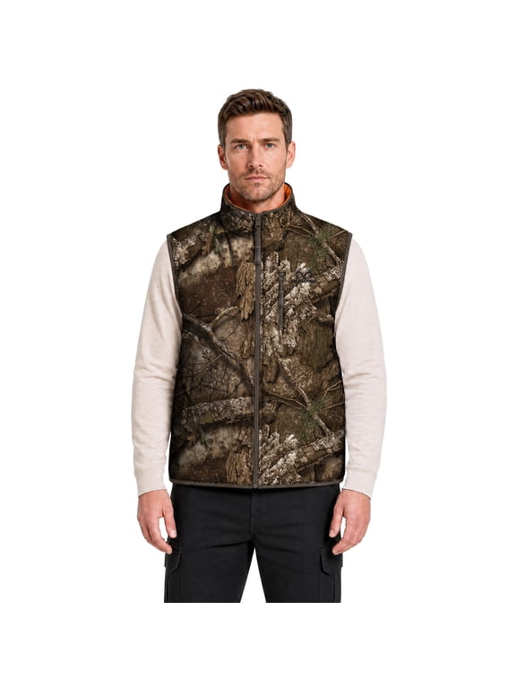 Men's Reversible Camo and Blaze Full-Zip Hunting Vest, Realtree APX, XL