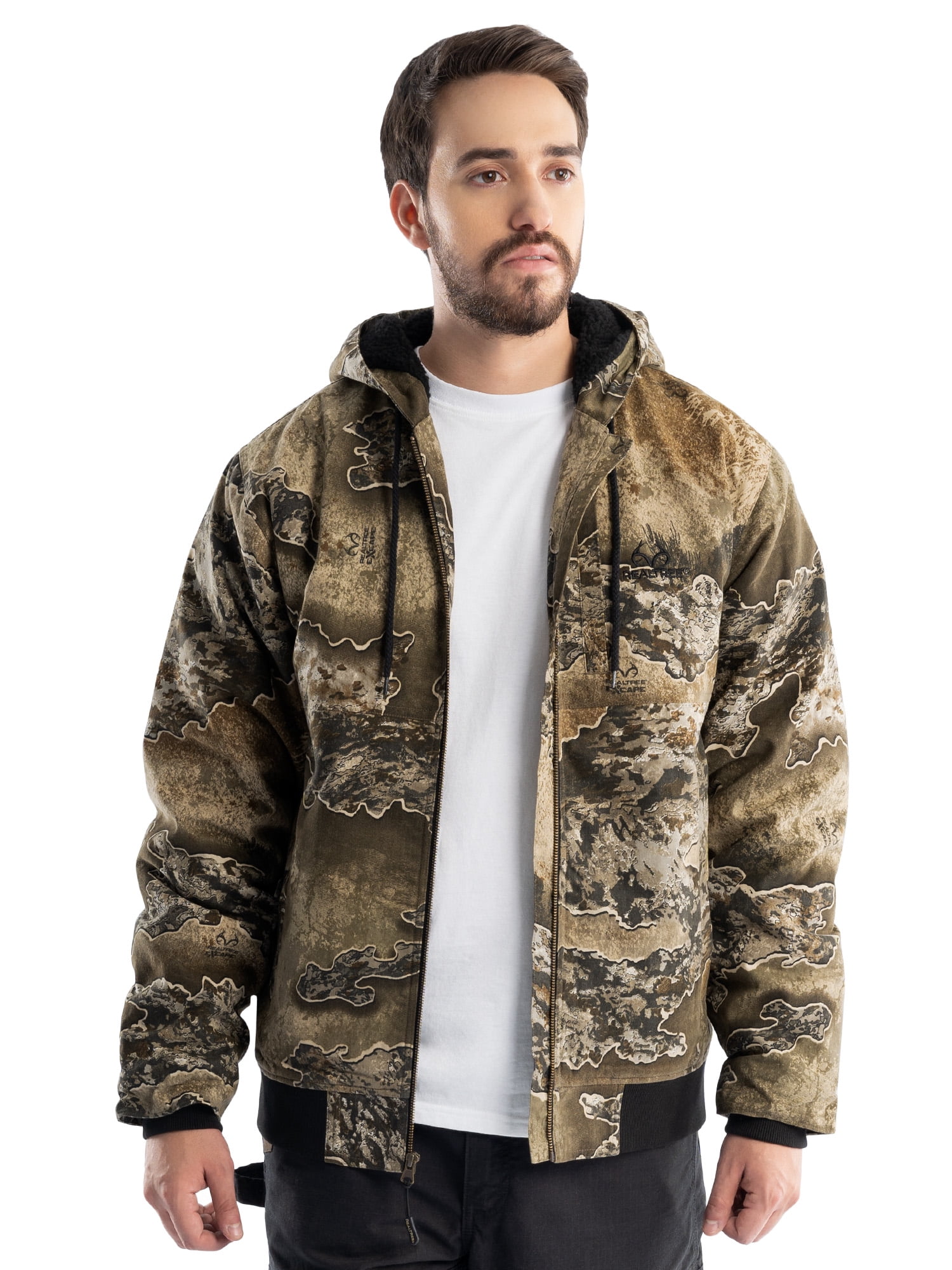 Realtree Men's Sherpa Lined Bomber Jacket, Realtree Excape, S