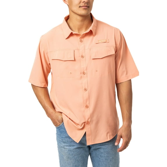 Realtree Men's Camp Shirt, 4-Way Stretch, UPF 50+ Sun Protection, Vented Back, Zipper Pocket | Size 4X