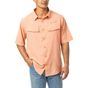 Realtree Men's Camp Shirt, 4-Way Stretch, UPF 50+ Sun Protection, Vented Back, Zipper Pocket | Size L