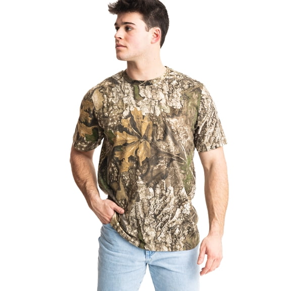 Realtree Men's Hunting APX Camo Short Sleeve Cotton Shirt, Lightweight, Soft & Breathable, L