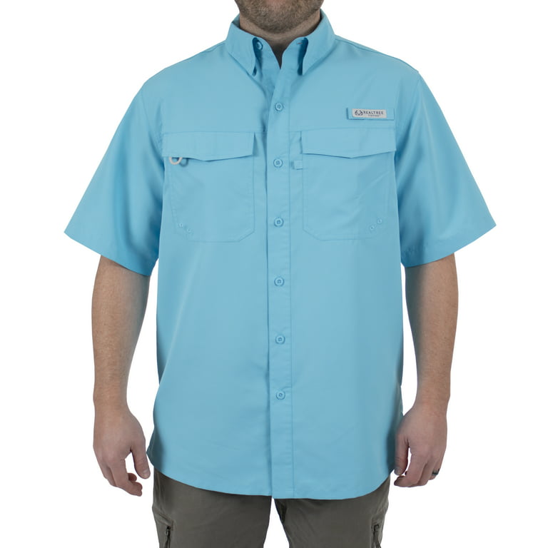 Realtree, Men's Short Sleeve Fishing Guide Shirt, Blue Grotto, Size Large
