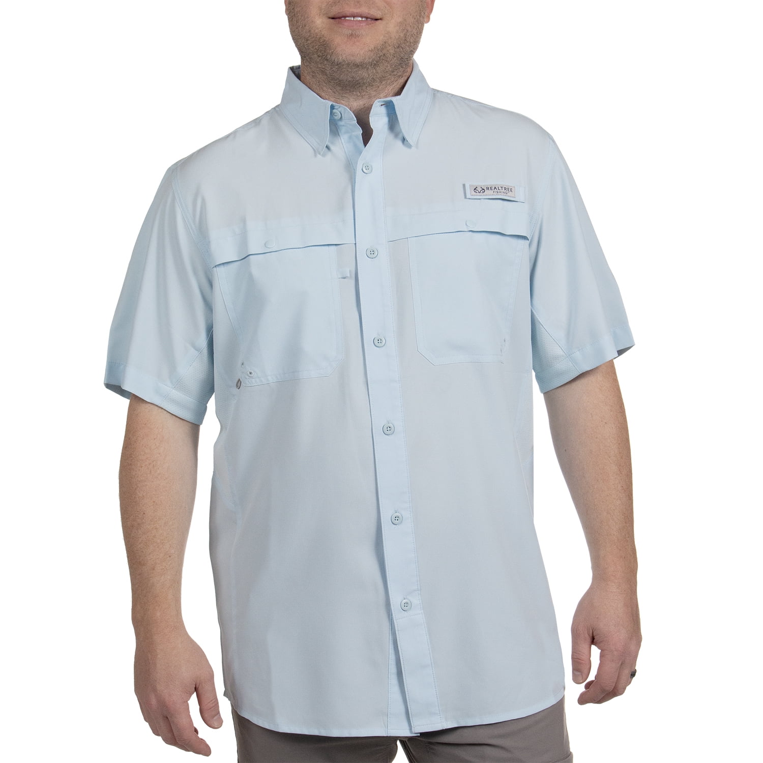 Realtree Men's Short Sleeve Fishing Guide Shirt, Omphalodes, Size Small, UPF 40+