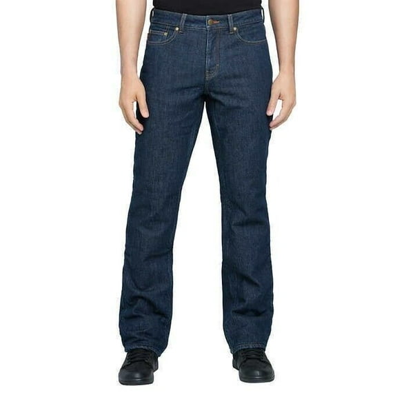 Realtree Men’s Straight Leg Flannel Quilted Plaid Lined Jeans, Dark Blue 40x32