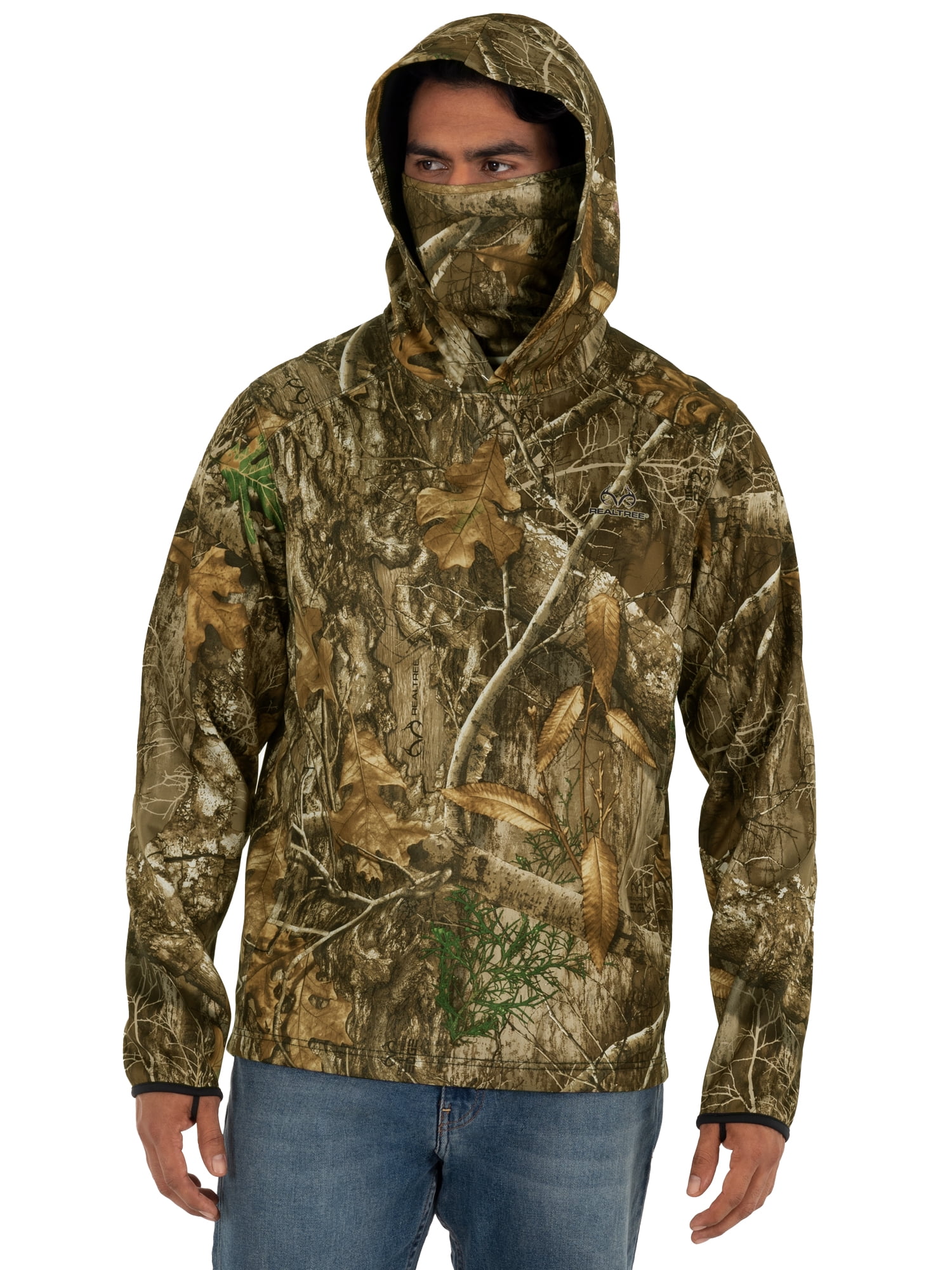 Realtree Men s Tech Fleece Hoodie with Built in Neck Gaiter Walmart
