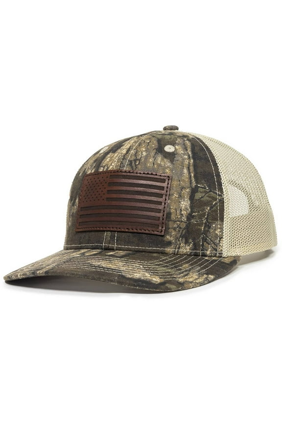 Mens Camo Flag Hat Realtree Timber/Tan