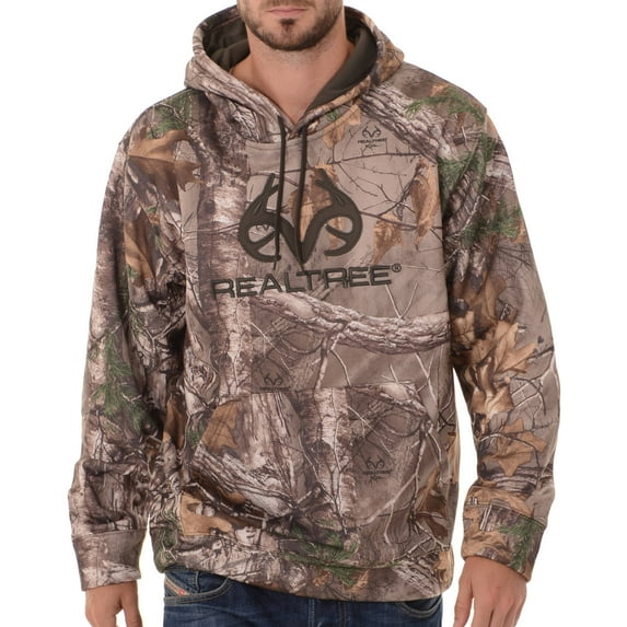 Realtree Mens Camo Performance Pullover Fleece Hoodie