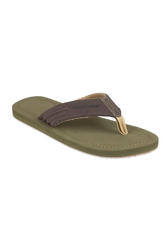 Mens Camouflage Print Flip Flops (Brown/Olive, Size Medium)
