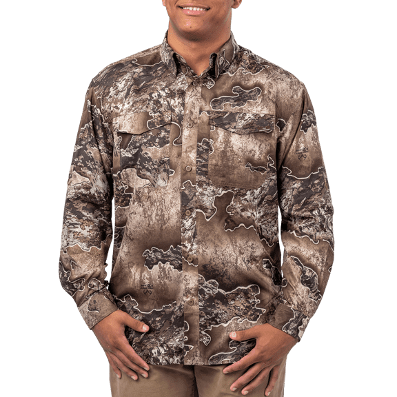 Realtree Mens Long Sleeve Hunting Guide Shirt, Realtree Excape, Size Large
