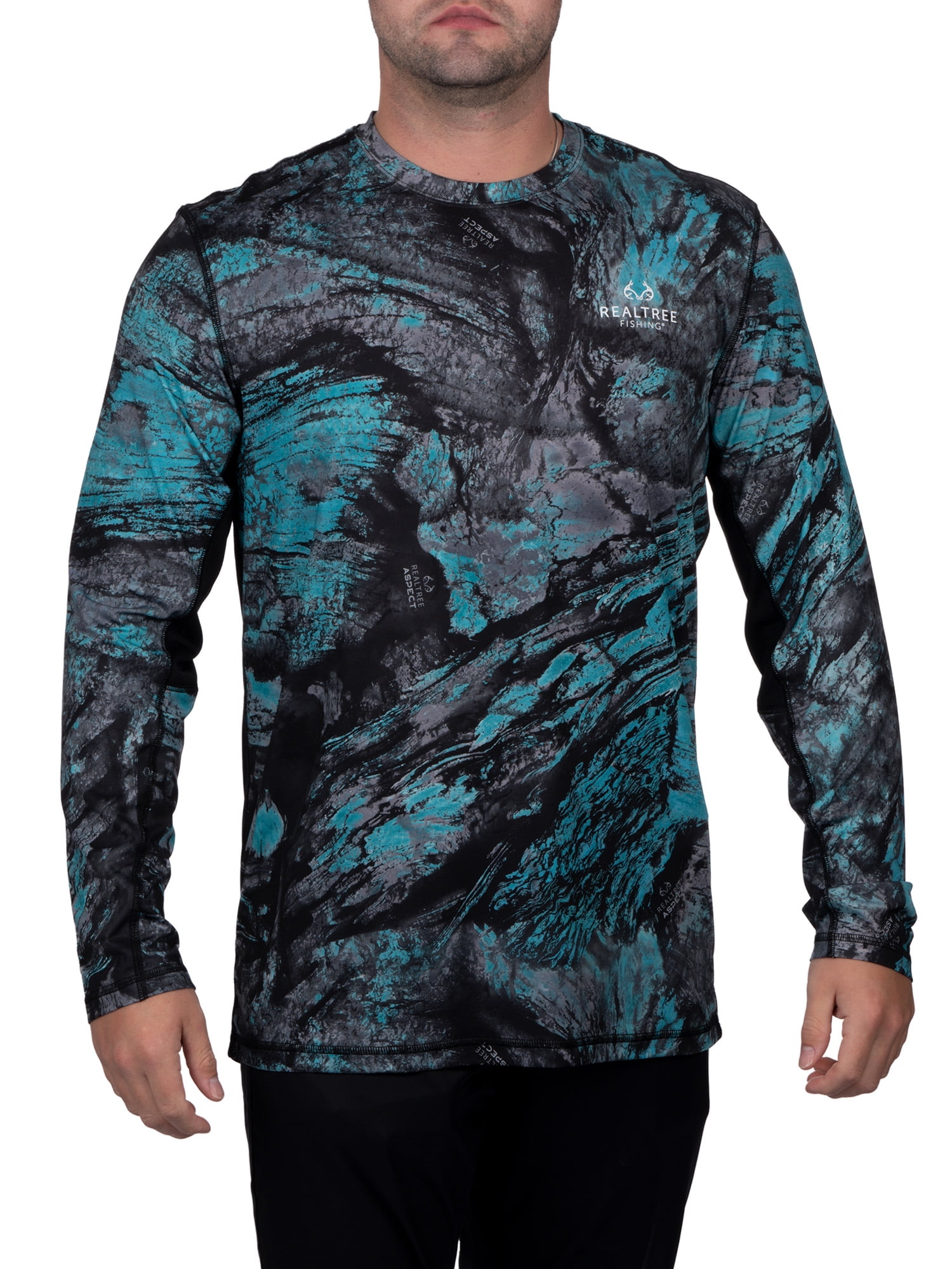 Realtree Mens Long Sleeve Jersey Recycled Polyester UPF Scent Control Cenote Black Performance Tee- 3XL, Men's