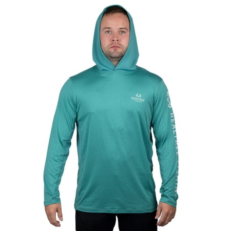 Realtree Mens Long Sleeve Jersey Recycled Polyester UPF Scent Control Tide Pool Heather Hoodie- M