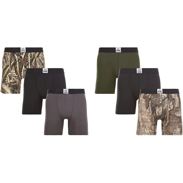 Realtree Mens Performance Boxer Briefs - 6-Pack Stretch Underwear