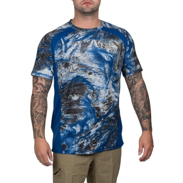 Realtree Mens Short Sleeve Jersey Recycled Polyester UPF Scent Control Sapphire Teal Performance Tee- S