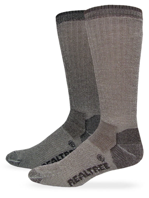 Mens Socks, 70% Merino Wool Cushion Outdoor Wicking Crew Boot Socks, 2 Pair
