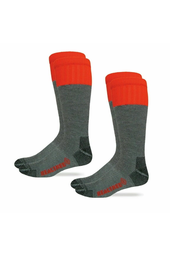 Mens Socks, Steel Toe Boot Merino Wool Cushion Tall Socks, 2 Pairs