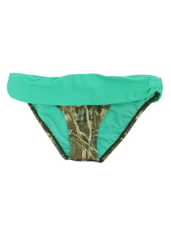 Mint Camo Fold Over Hipster Bikini Bottoms Swimwear Women's Large
