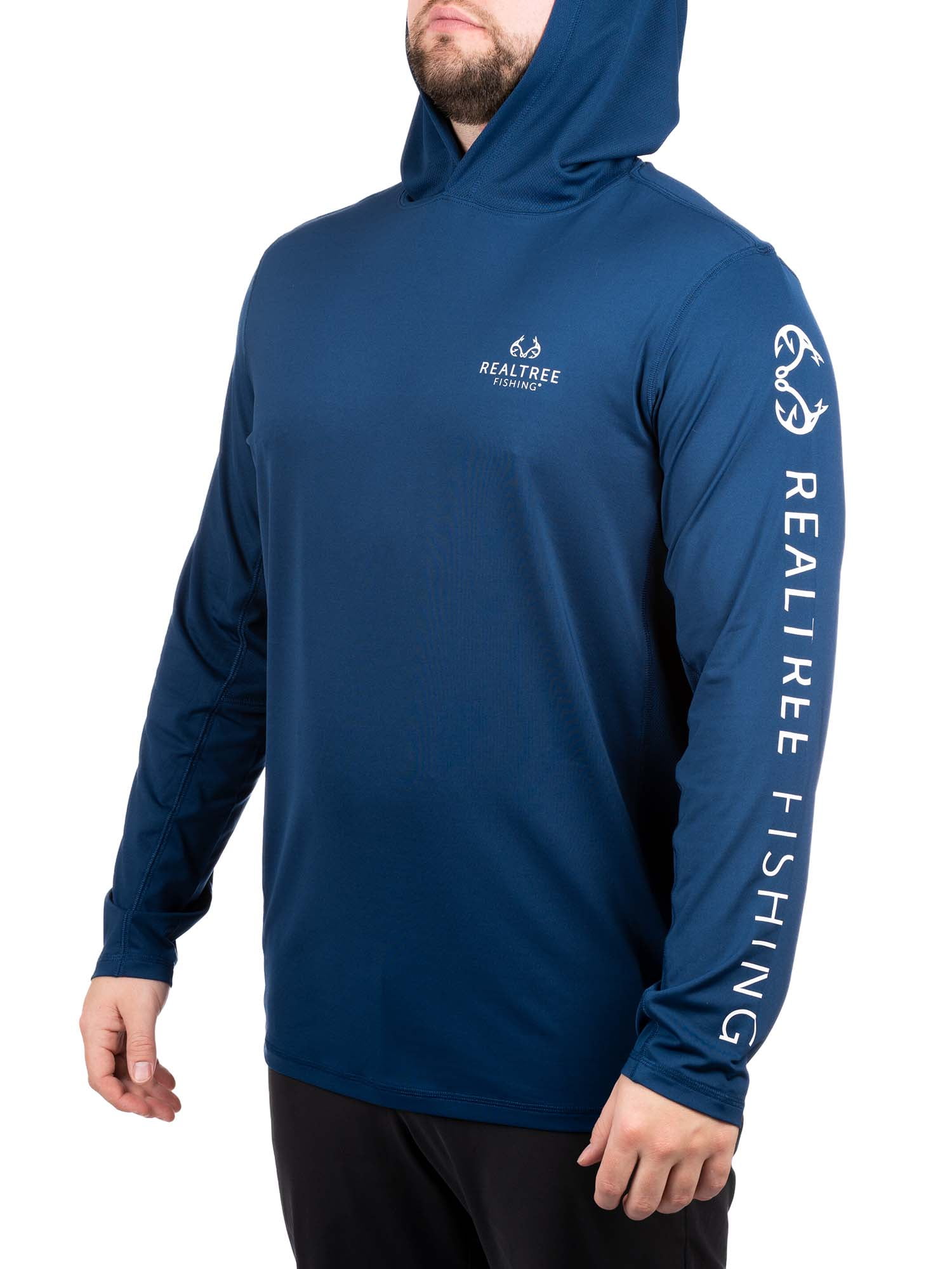 Realtree Navy Men's Long Sleeve Hooded Fishing Shirt