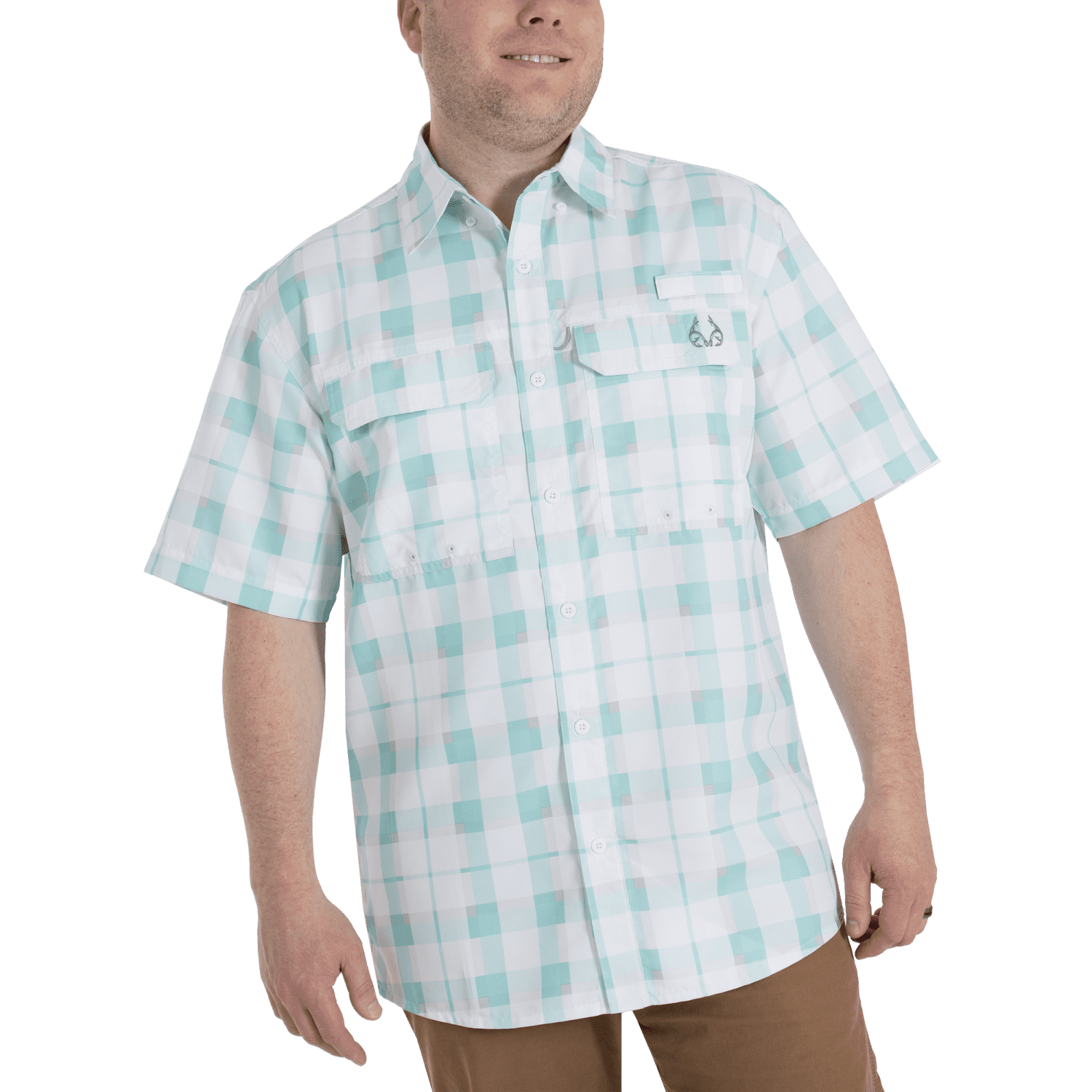 Realtree Black Mens Short Sleeve Fishing Guide Shirt- M 