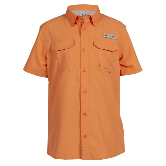 Realtree Short Sleeve Fishing Guide Shirt, Bird of Paradise, Size Youth Small