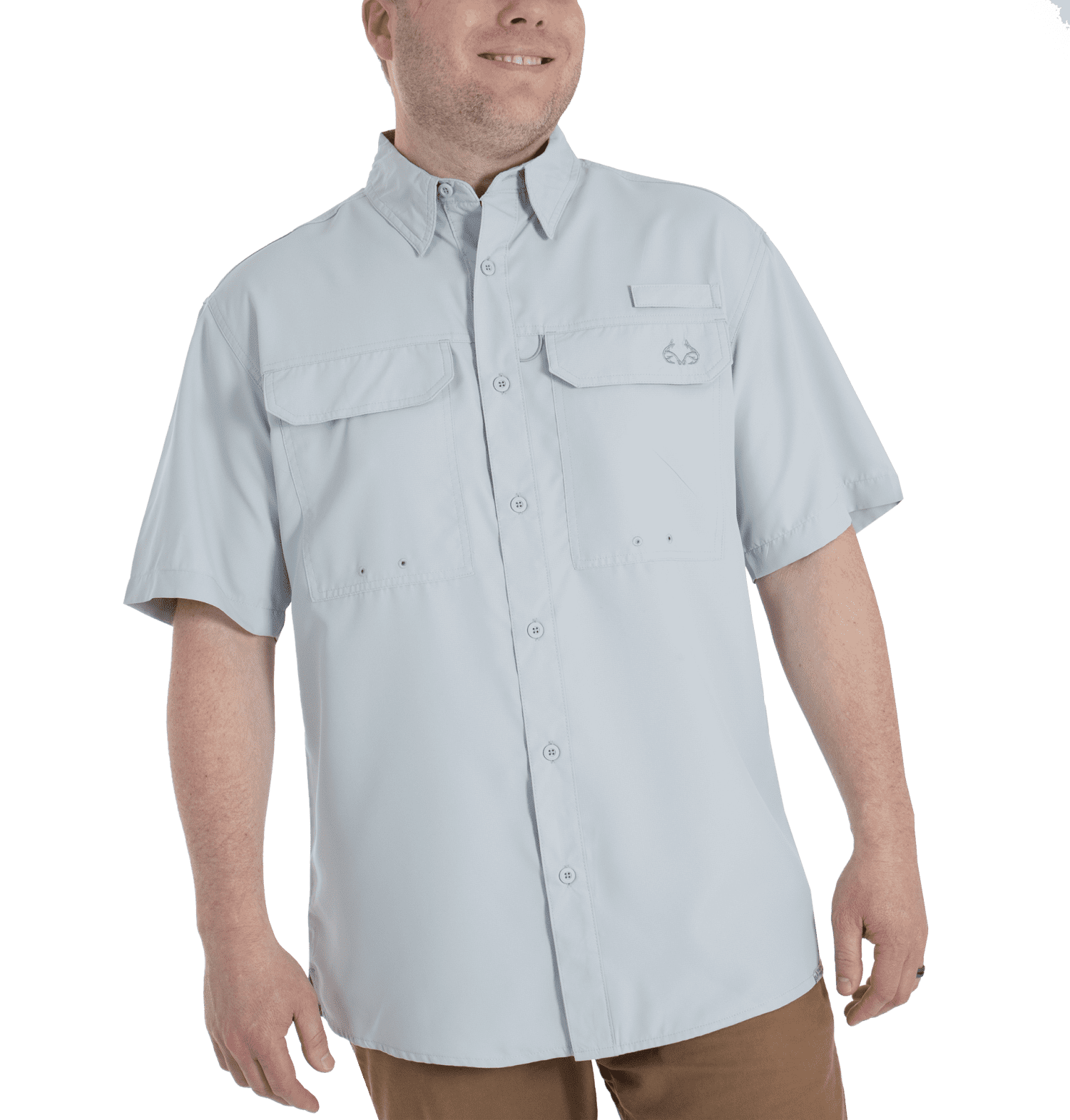 Realtree Short Sleeve Fishing Guide Shirt, Pearl Blue (Men's