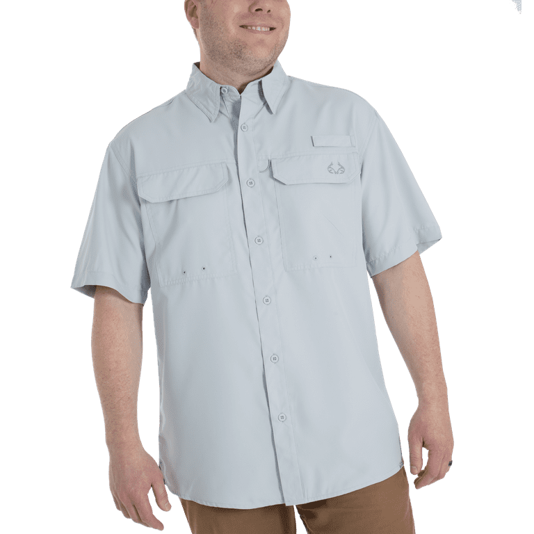 Realtree Short Sleeve Fishing Guide Shirt, Pearl Blue (Men's)
