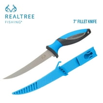 Realtree Stainless Steel Blade, Fishing Fillet Knife, 7" Length, Black and Blue