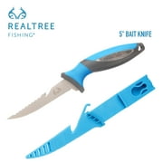 Realtree Stainless Steel Fishing Bait Knife 5-inch Blade Length Black and Blue