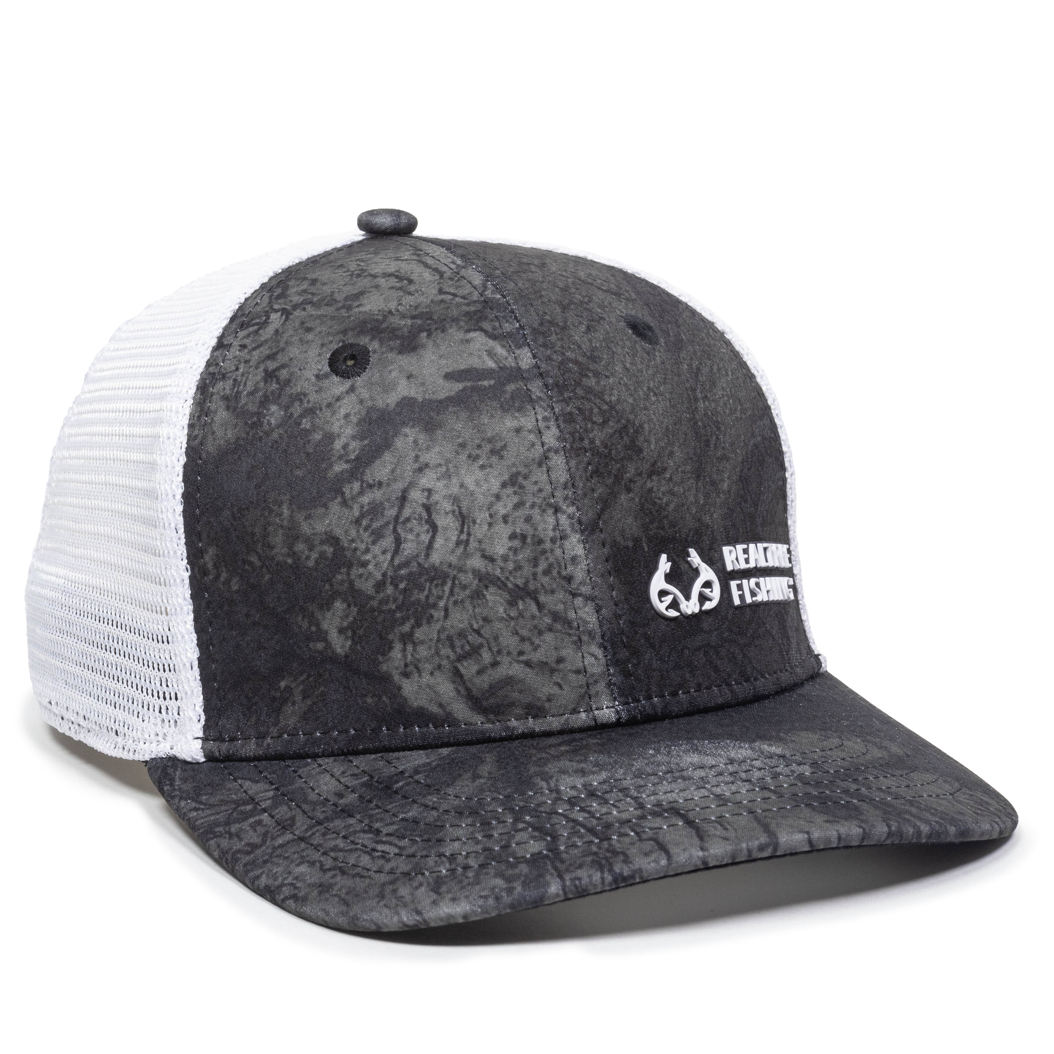 Realtree Structured Baseball Style Hat, Fishing WAV3 Black/White