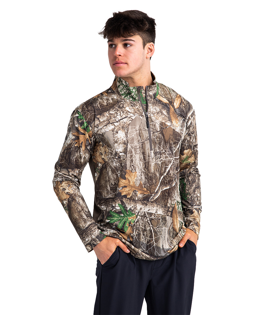 Realtree Timber Camo Hunting 1/4 Zip Performance Shirt Size Large