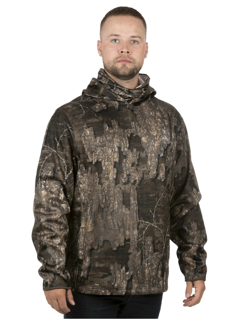 Realtree Timber Men Performance Camo Hoodie with Neck Gaiter for