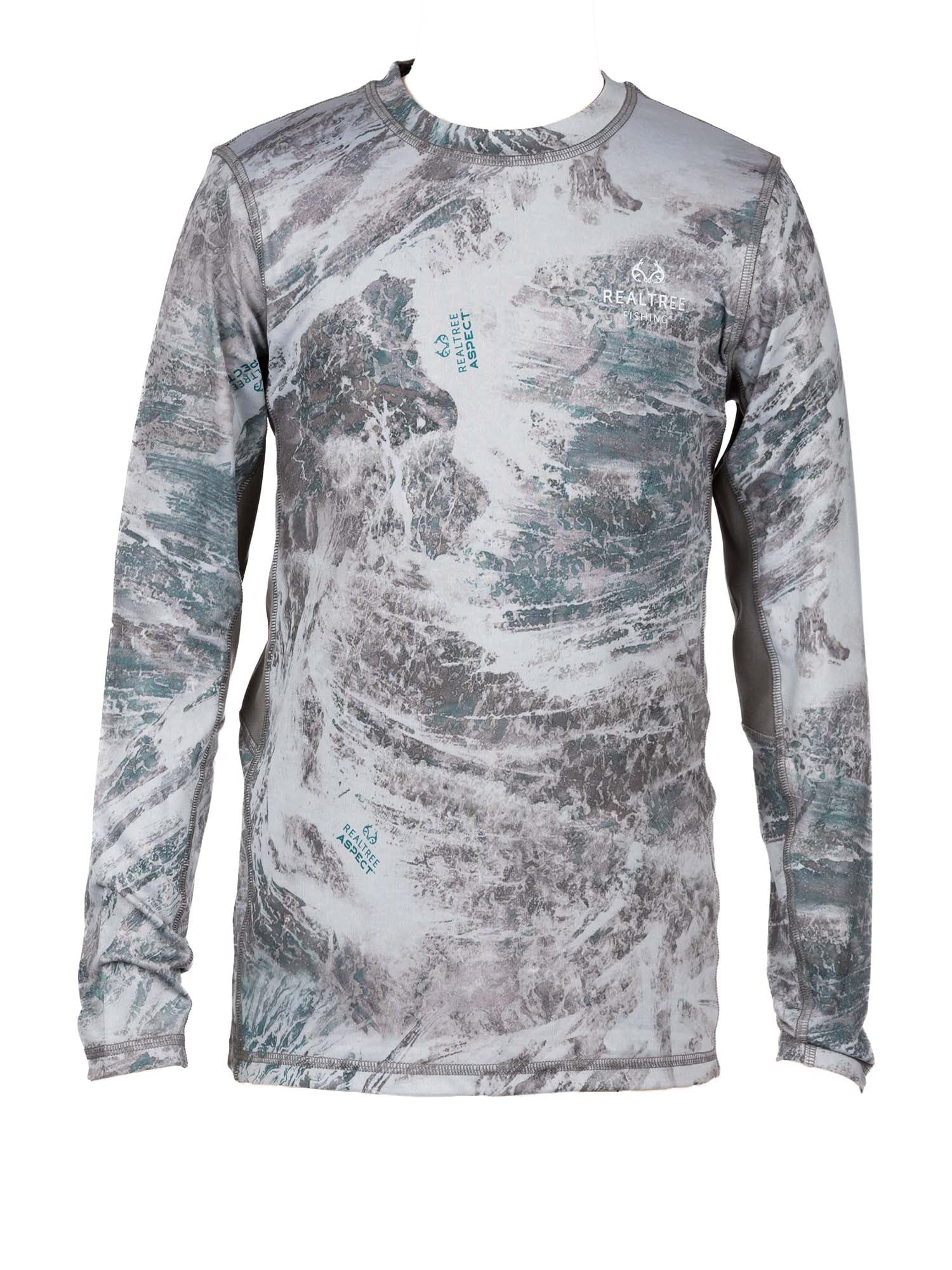Realtree UPF 30+ Reversible Long Sleeve Fishing Shirt, Small Polyester and Spandex Fishing Aspect Arctic