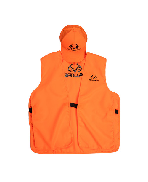 Outdoor Cap Blaze Orange Vest And Cap Combo - Adult Safety Hunting Set, One Size Fits Most