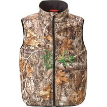 Realtree Unisex's Camo Softshell Puffer Vest | Waterproof with Fleece Lining, Quiet Outdoor Puffer Jacket with Chin Guard, Ideal for Hunting, Hiking & Camping, Camouflage Design (Size S)