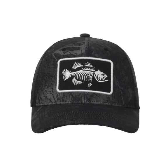 Realtree Fishing WAV3 Black Cap 5-Panel, Bonefish Patch, Flat Visor, Snapback, One Size
