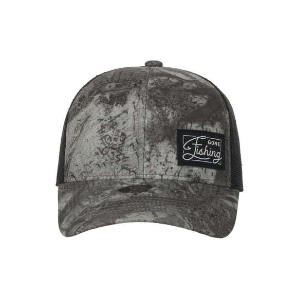 Realtree Fishing WAV3 Grey Camo Trucker Hat Mid Profile Mesh Back Snapback, One Size