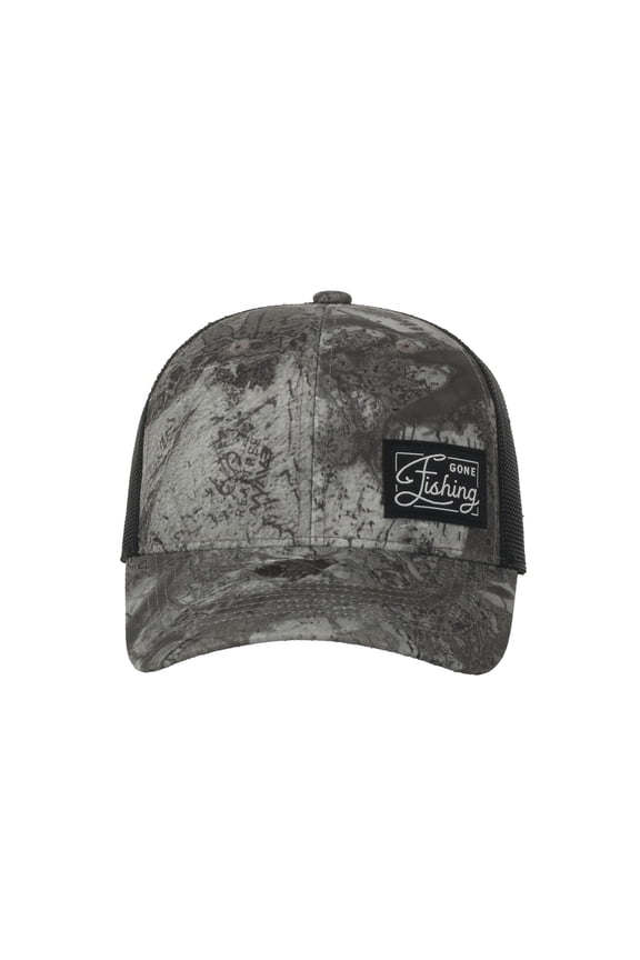 Fishing WAV3 Grey Camo Trucker Hat  Mid Profile Mesh Back Snapback, One Size