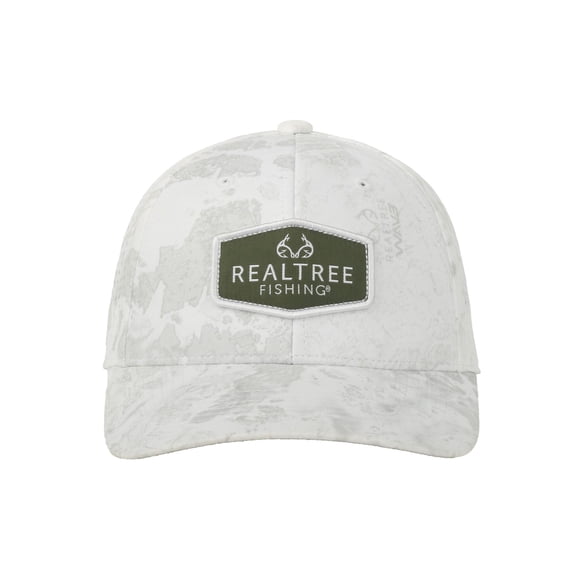 Realtree Fishing WAV3 White Cap Full Fabric with Scout Patch, Snapback, One Size