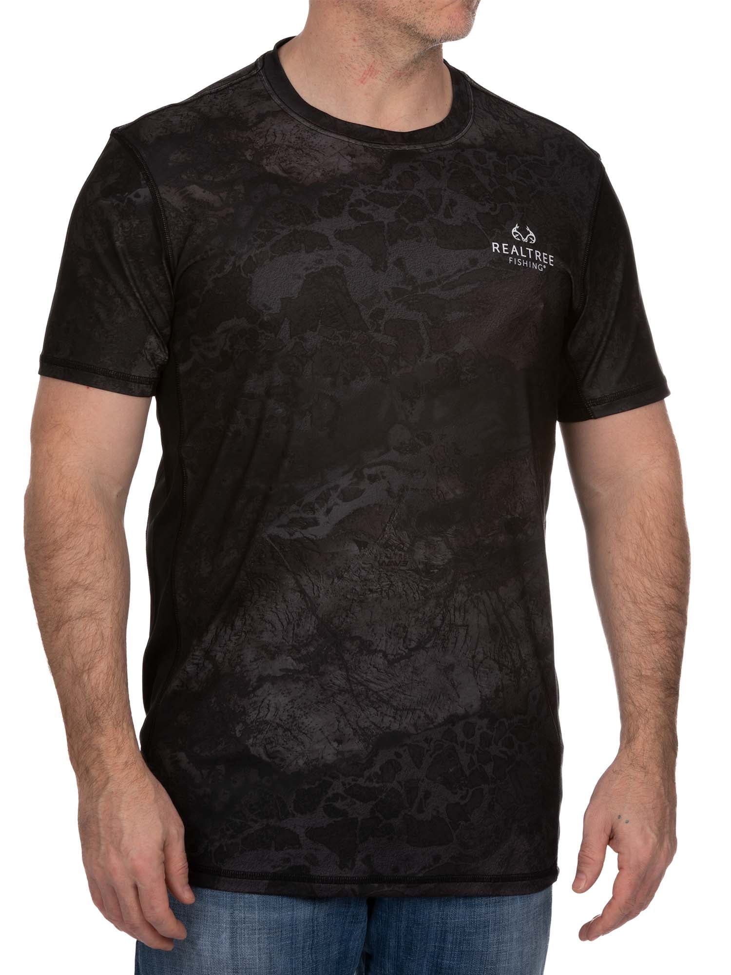 Realtree Wav3 Black Men's Short Sleeve Fishing Shirt